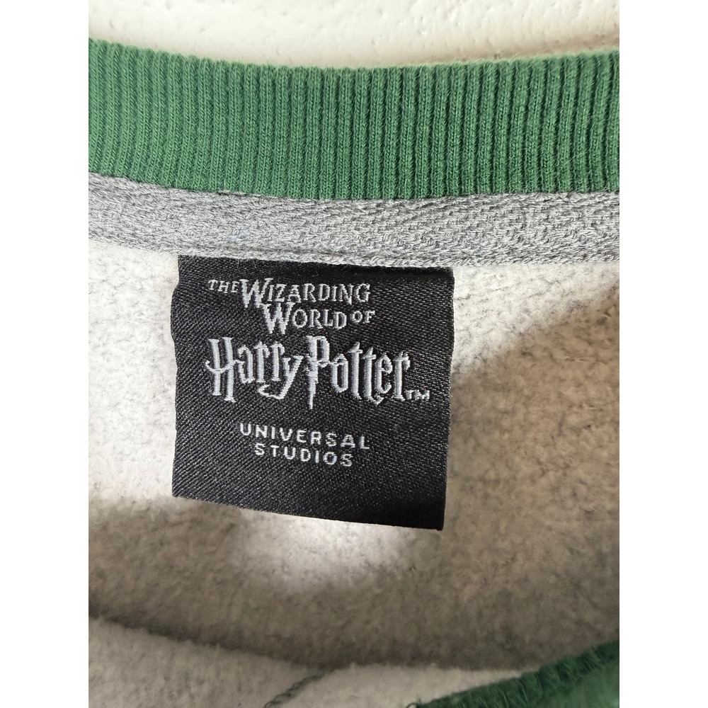 Harry Potter Slytherin Sweatshirt Universal Studios Raglan Grey Green 2XL - Picture 4 of 5